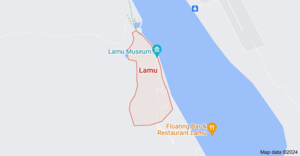 terrain and road map for Lamu